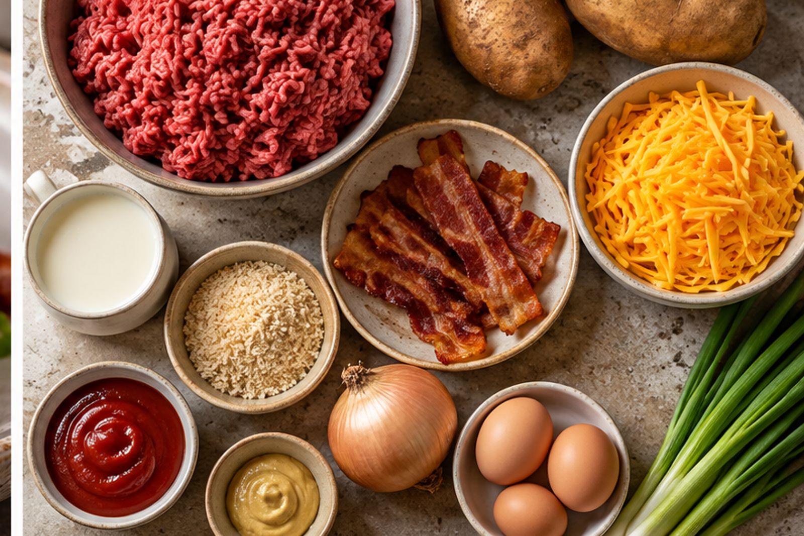 Ingredients for loaded meatloaf casserole