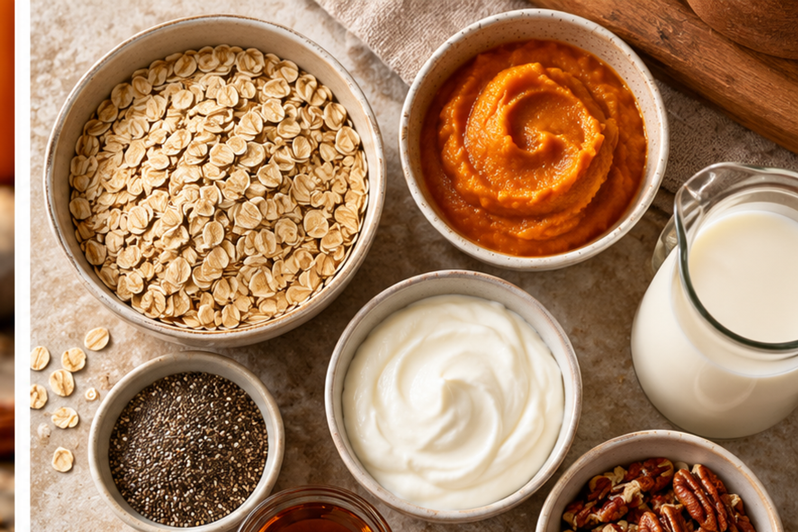 Ingredients for pumpkin pie overnight oats