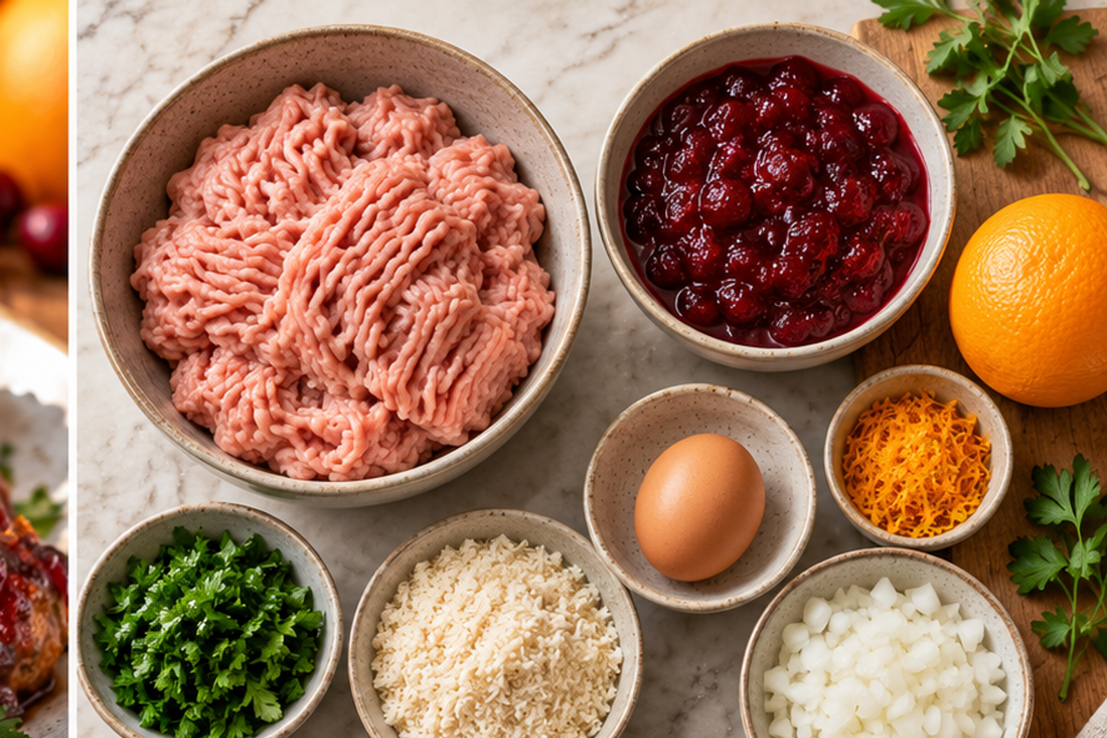 Ingredients for cranberry turkey meatballs