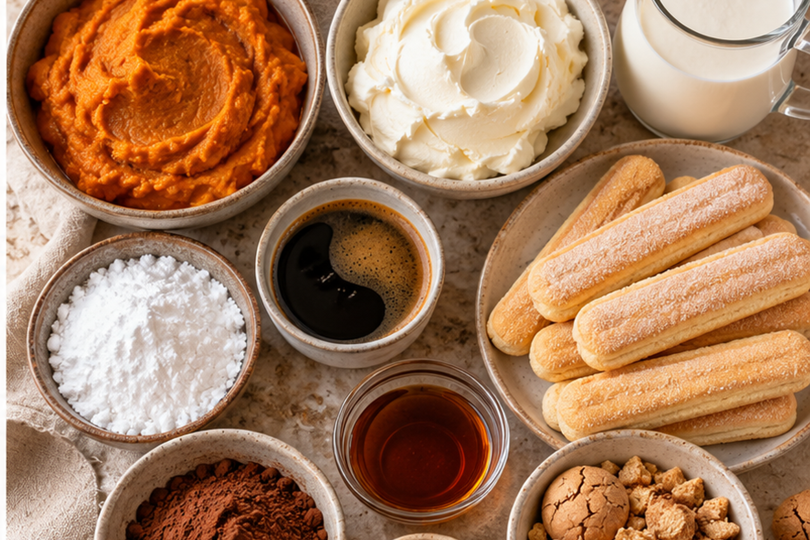 Ingredients for pumpkin tiramisu